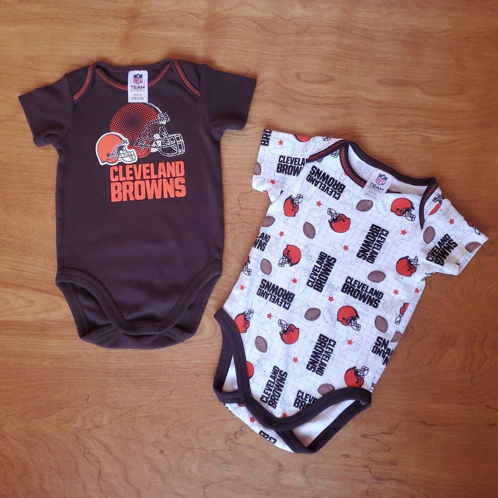 NFL Cleveland Browns Baby Bodysuit 0-3m Lot of 2 Infant Football Team Apparel